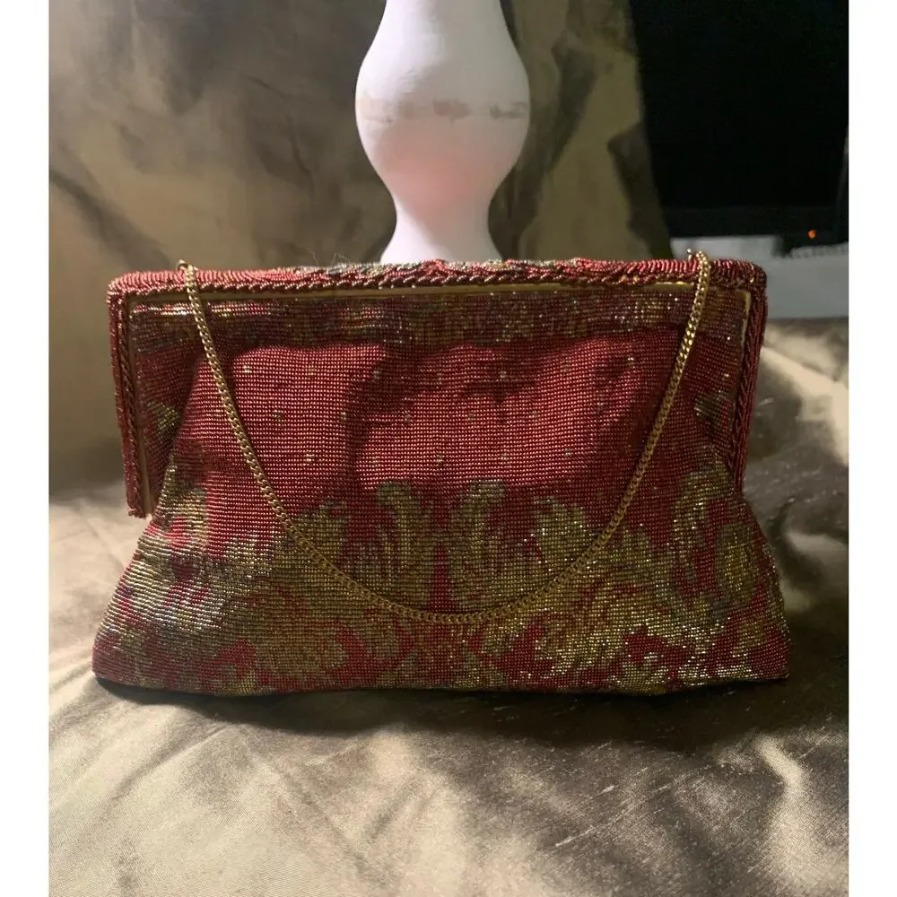 Vintage 1930s Josef Microbead Purse • Hand-Beaded Metal Bag • Made in France